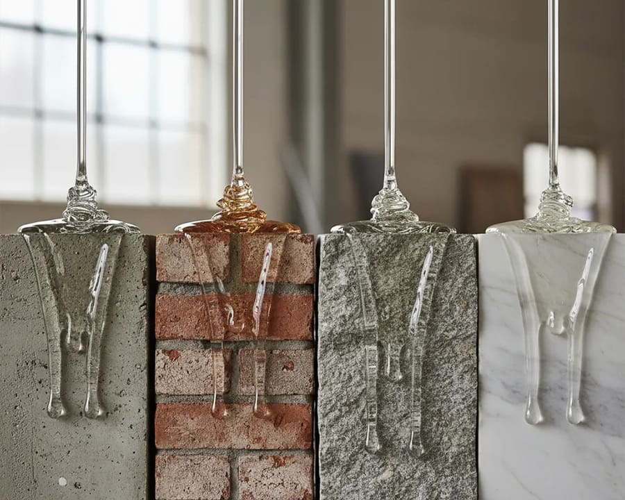 Исследование совместимости гидрофобизаторов с различными типами минеральных поверхностей (бетон, кирпич, камень)